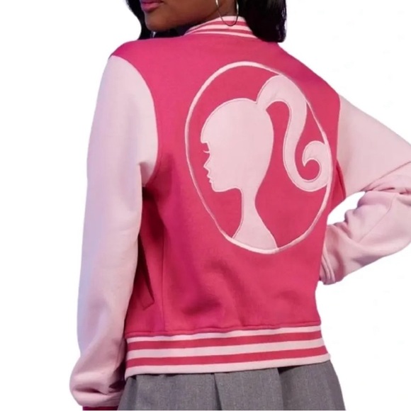 Barbie Varsity jacket sweatshirt material. NWT Hottopic original buyer. Perfect - Picture 5 of 5